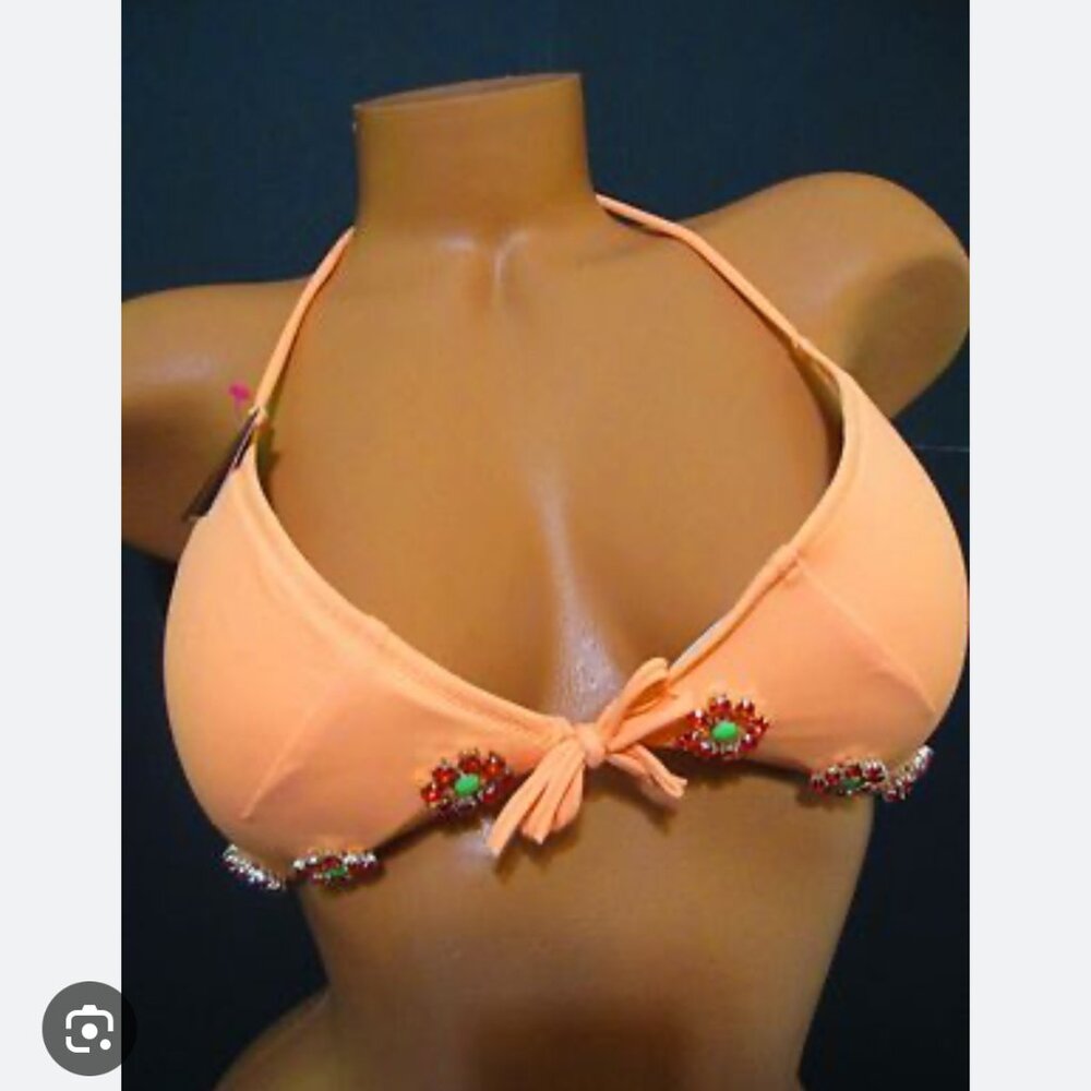 Victoria's Secret SWIM TOP ONLY RHINESTONE TRAINGULE SMALL NWT